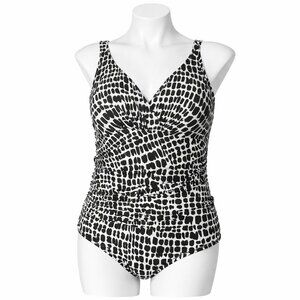 TRIMSHAPER Black White One-piece Swimsuit Size 16
